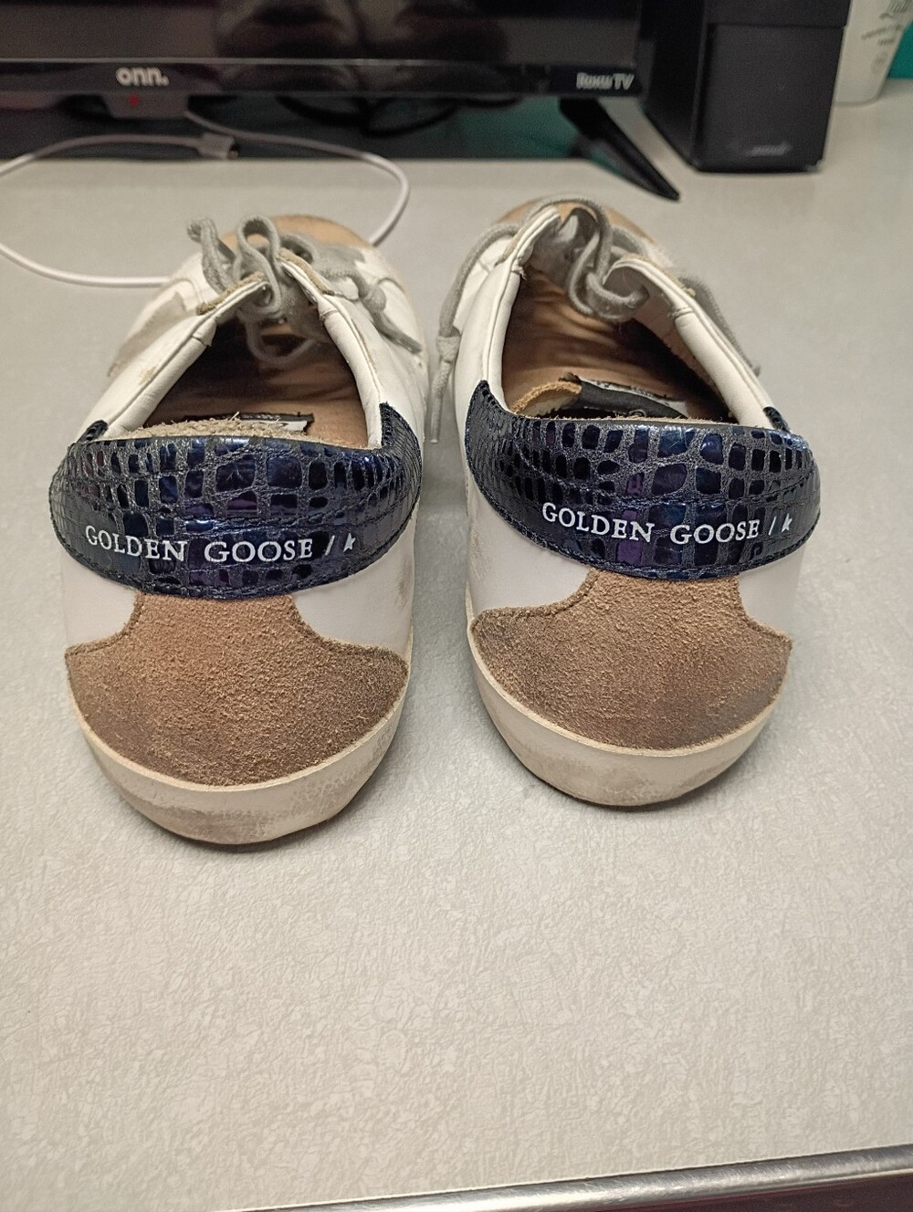 Golden Goose White and Tan Suede Star Sneakers - Picture 3 of 8